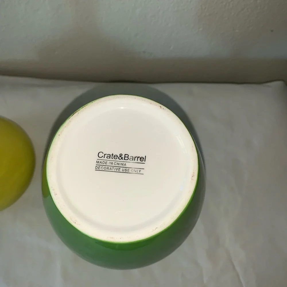 Crate & Barrel Ceramic Izzy Buff Vase Kiwi/lime Green 8.5” Tall used/ like new.